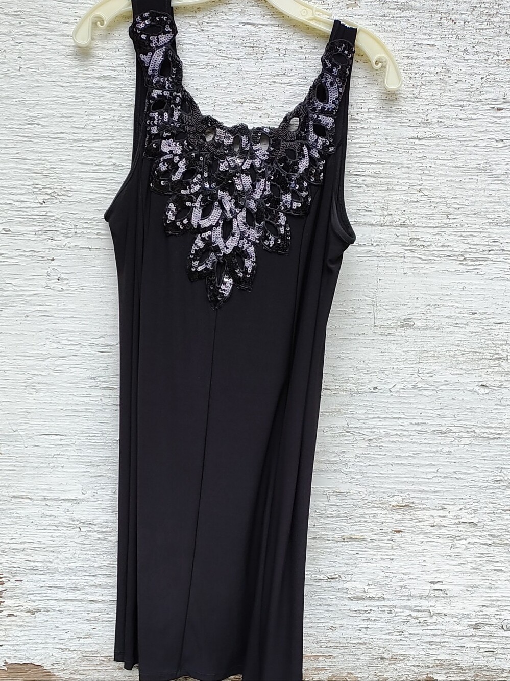 Black Sequin Appliqué Mini Dress, 2X